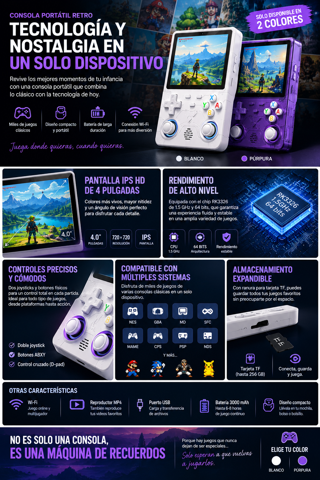 Consola Retro Portátil HD 4, con CIENTOS de Juegos