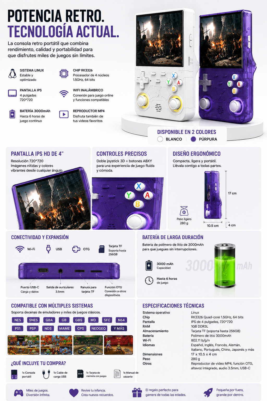 Consola Retro Portátil HD 4, con CIENTOS de Juegos